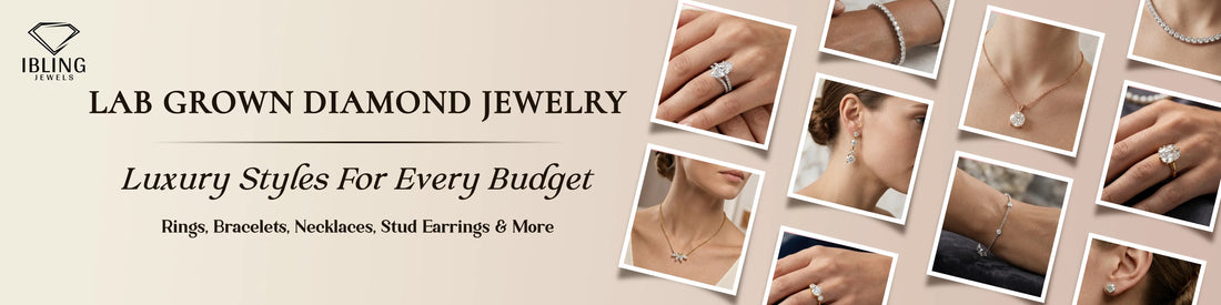 Lab grown diamond jewelry for every budget at iBling Jewels, featuring engagement rings, diamond bracelets, necklaces and diamond earrings for women.