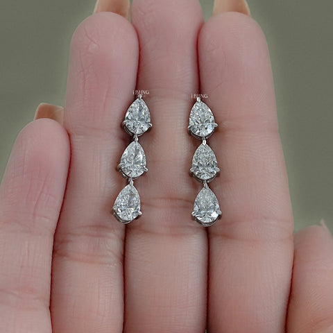 Pear Cut Lab Grown Diamond Dangle Drop Earrings