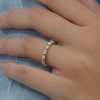 East West Set Pear Lab Diamond Engagement Band