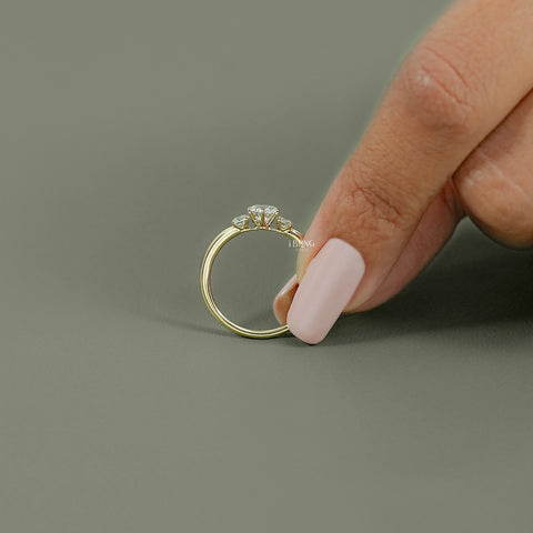 Old European Round Three Stone Anniversary Ring