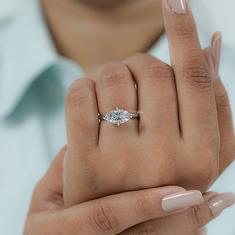 East West Marquise Lab Grown Diamond Solitaire Ring