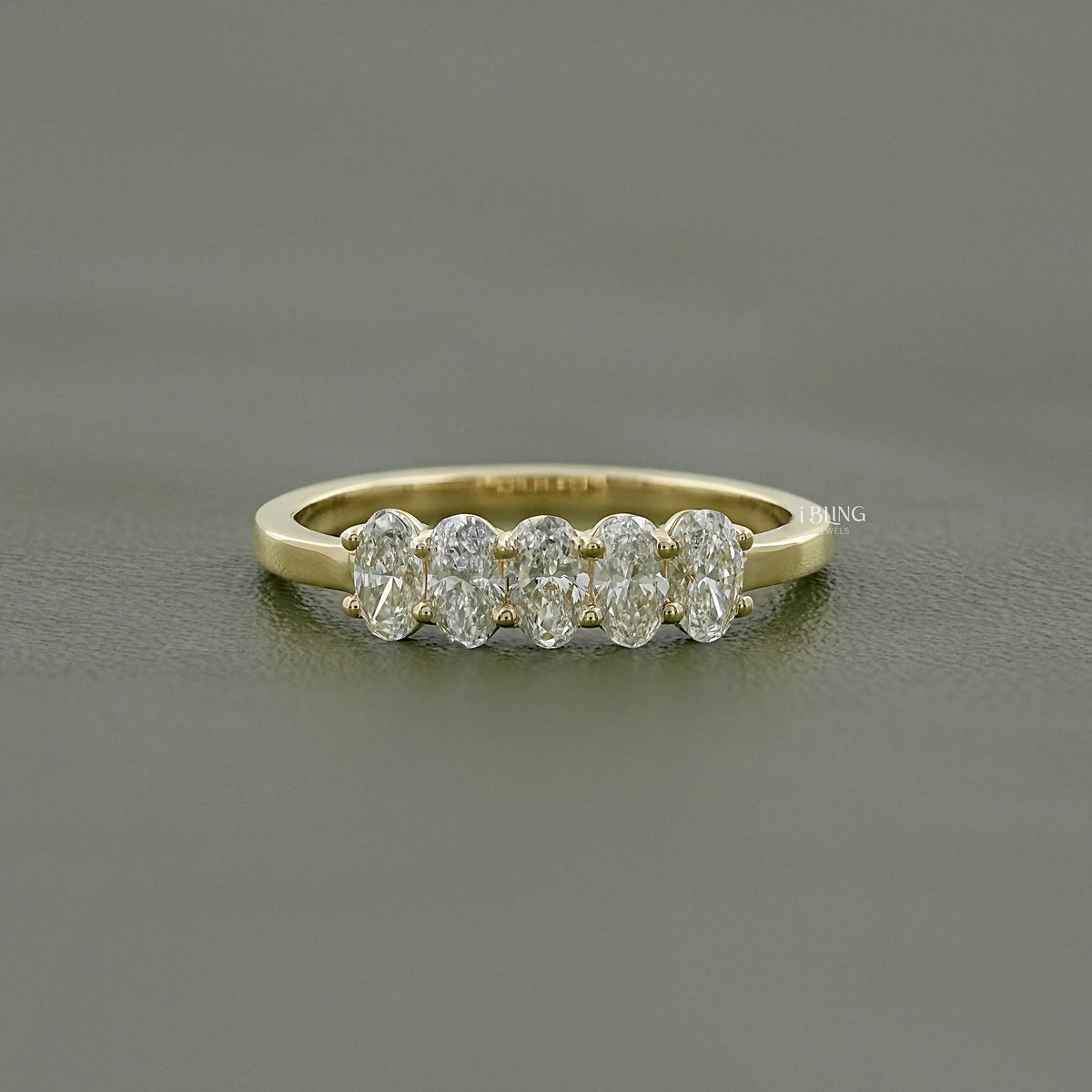 Oval Cut Lab Diamond Five Stone Wedding Band 5 Stone Ring