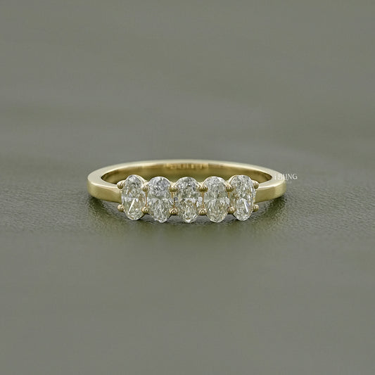 Oval Cut Lab Diamond Five Stone Wedding Band 5 Stone Ring