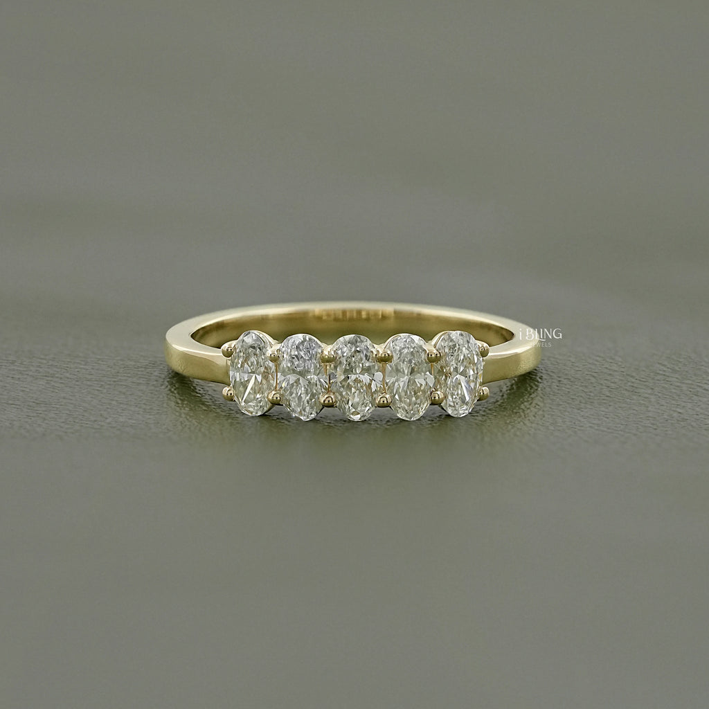 Oval Cut Lab Diamond Five Stone Wedding Band