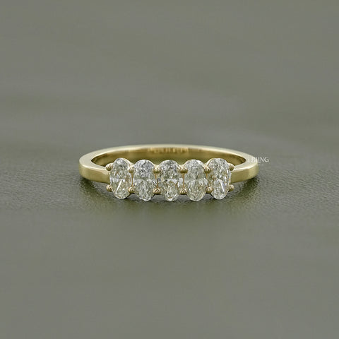 Oval Cut Lab Diamond Five Stone Wedding Band