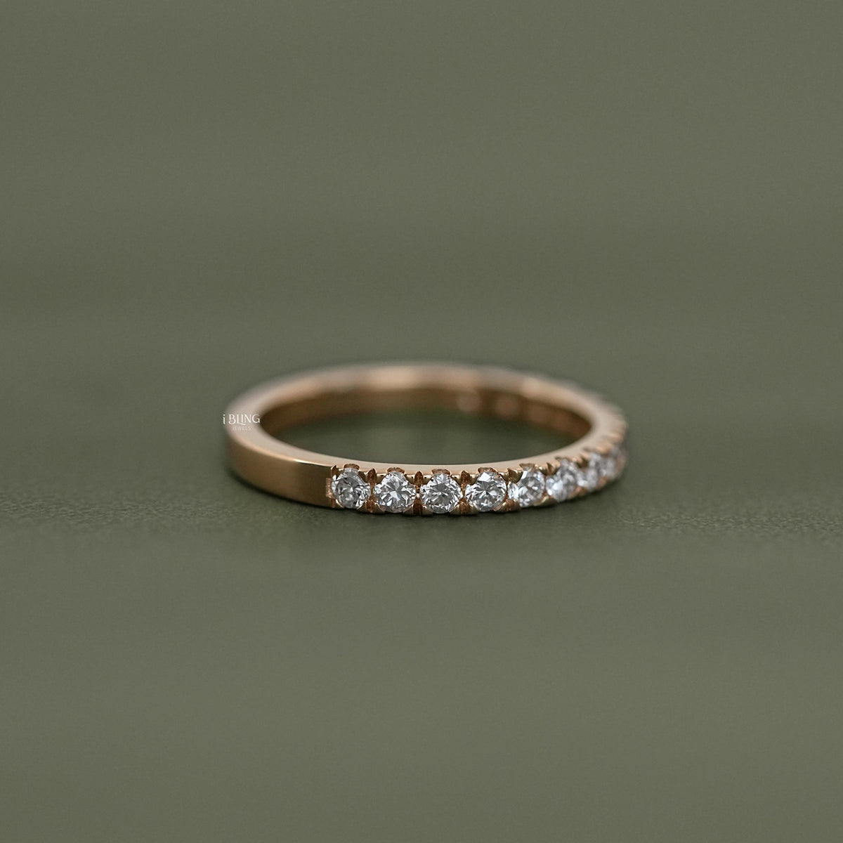 Round Cut Lab Diamond Half Eternity Wedding Band