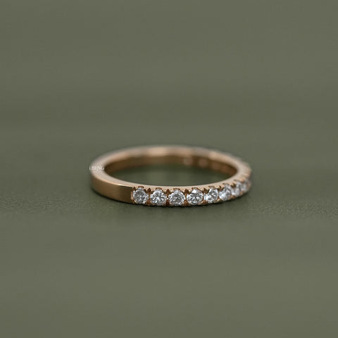 Round Cut Lab Diamond Half Eternity Wedding Band