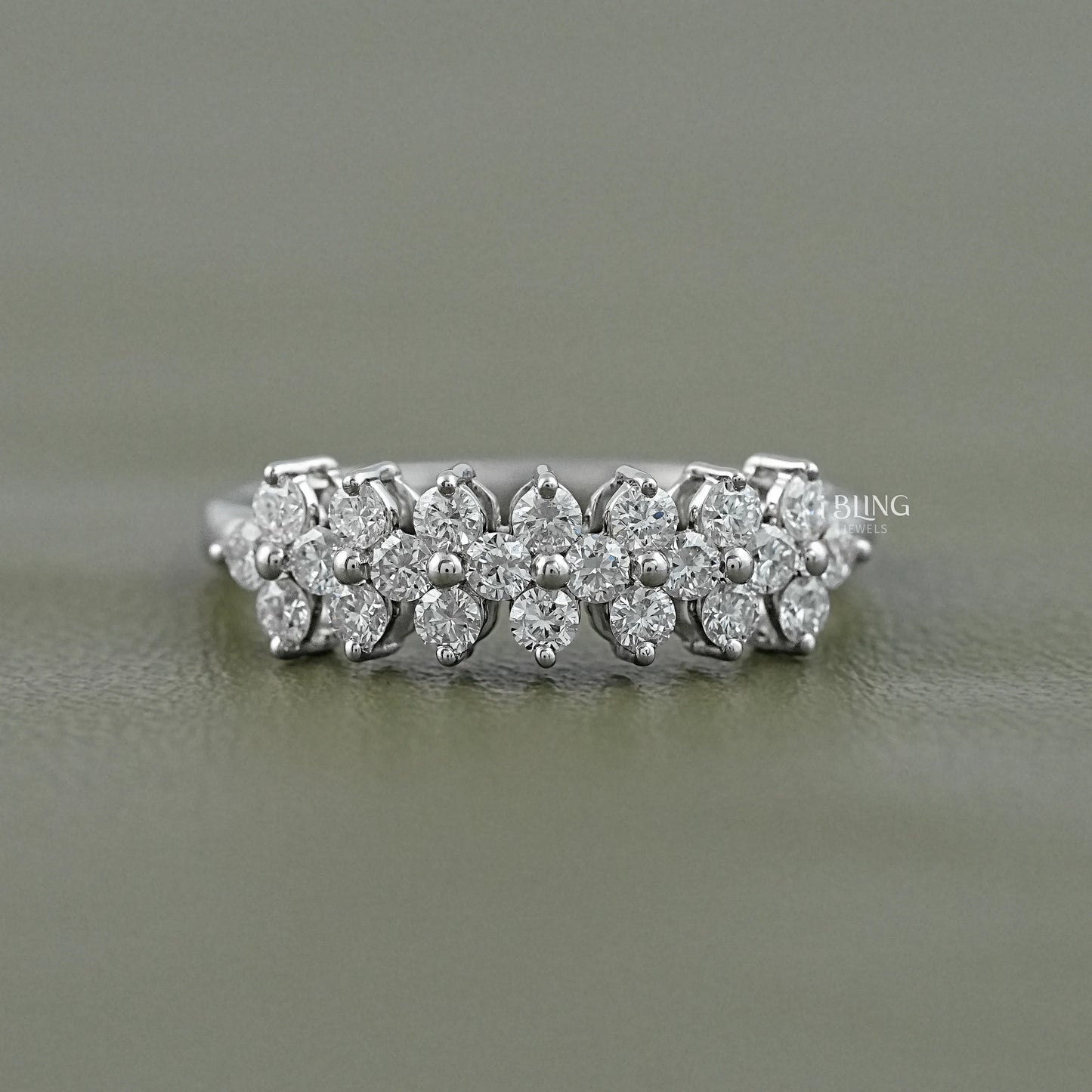 Round Lab Diamond Cluster Band Half Eternity