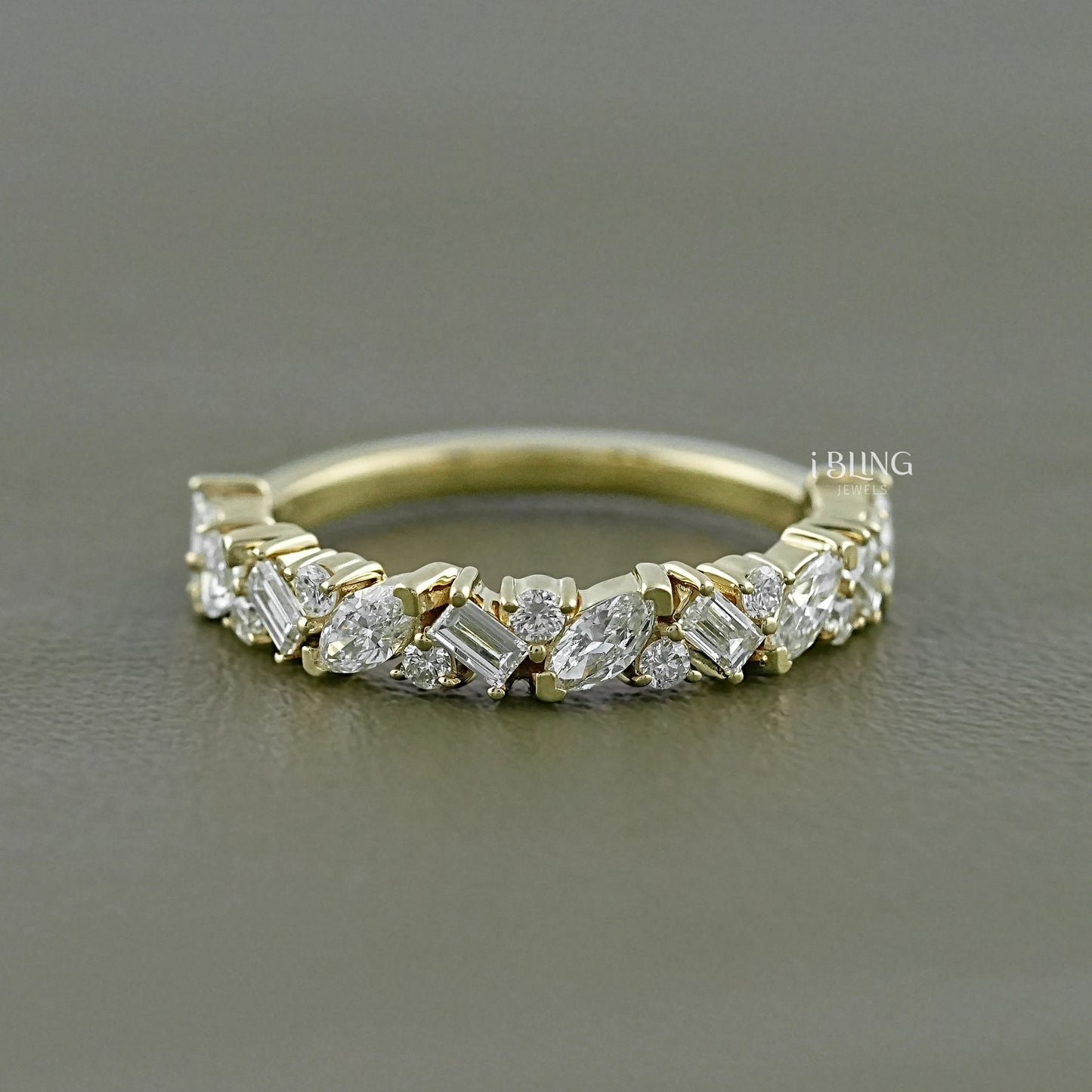 Multi Shape Lab Diamond Half Eternity Band Half Eternity