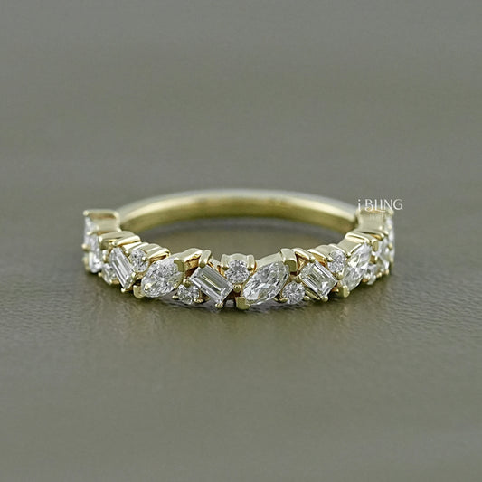 Multi Shape Lab Diamond Half Eternity Band