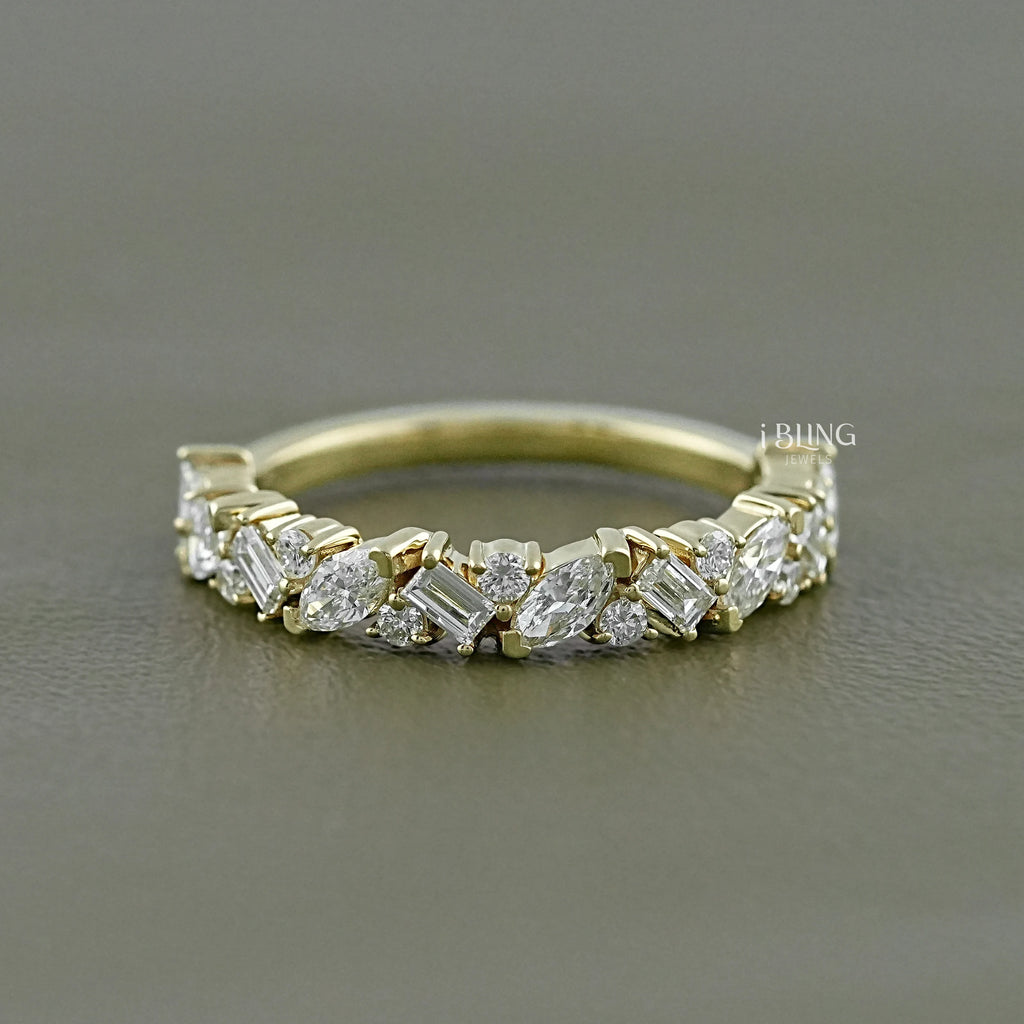 Multi Shape Lab Diamond Half Eternity Band
