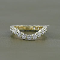 Round Lab Grown Diamond Curved Wedding Band