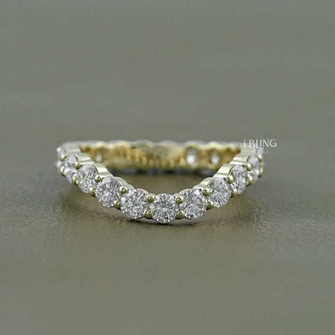 Round Lab Grown Diamond Curved Wedding Band