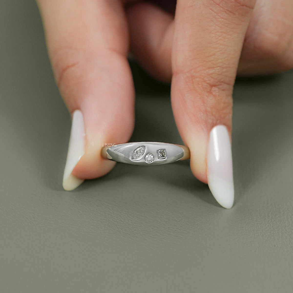 Multi Shaped Lab Grown Diamond Domed Band Wedding Band