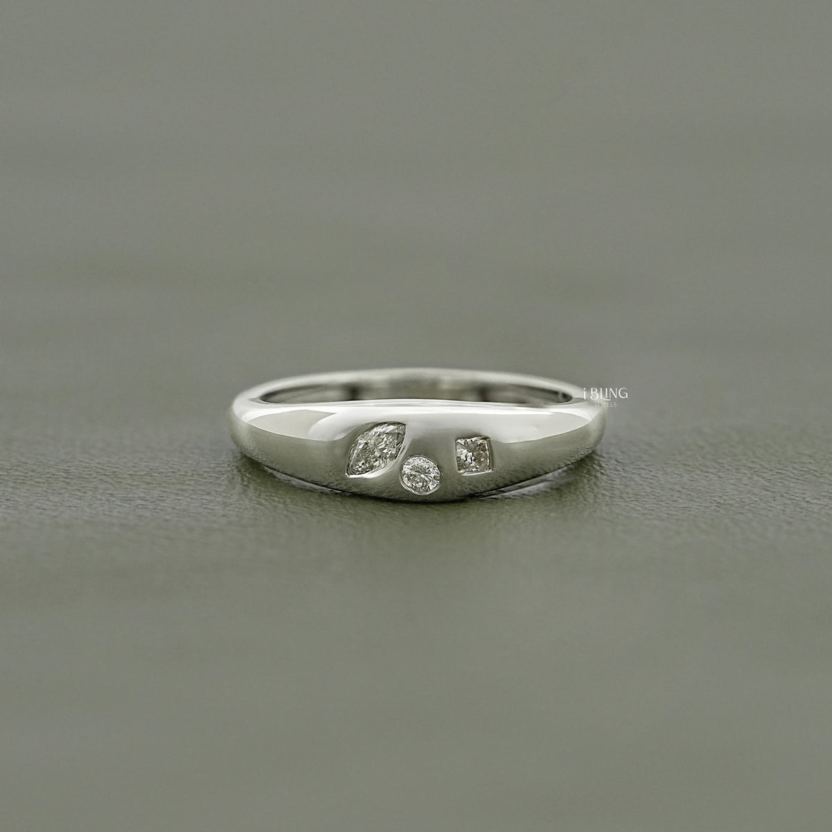 Multi Shaped Lab Grown Diamond Domed Band Wedding Band
