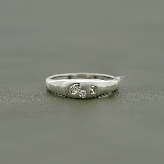 Multi Shaped Lab Grown Diamond Domed Band Wedding Band