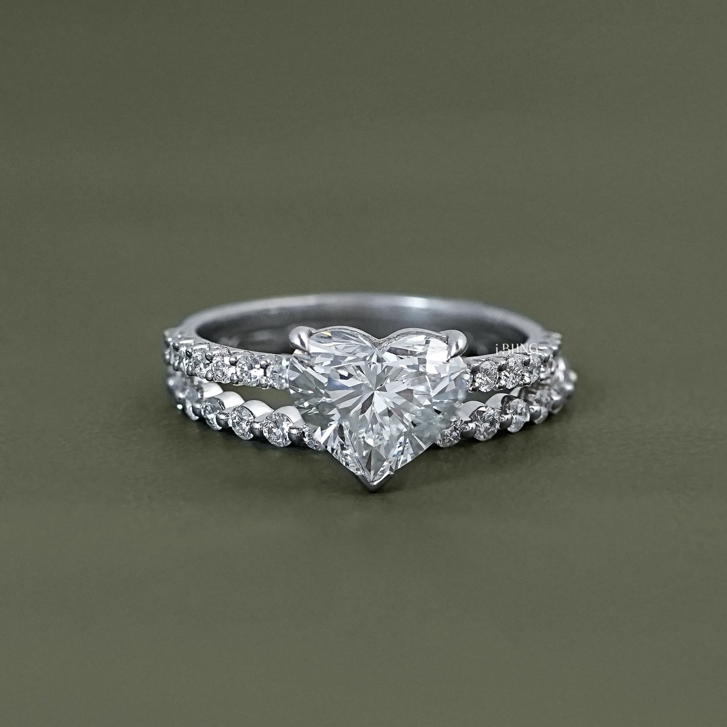 Heart Cut Lab Grown Diamond Accent Bridal Ring Sets Bridal Ring Set