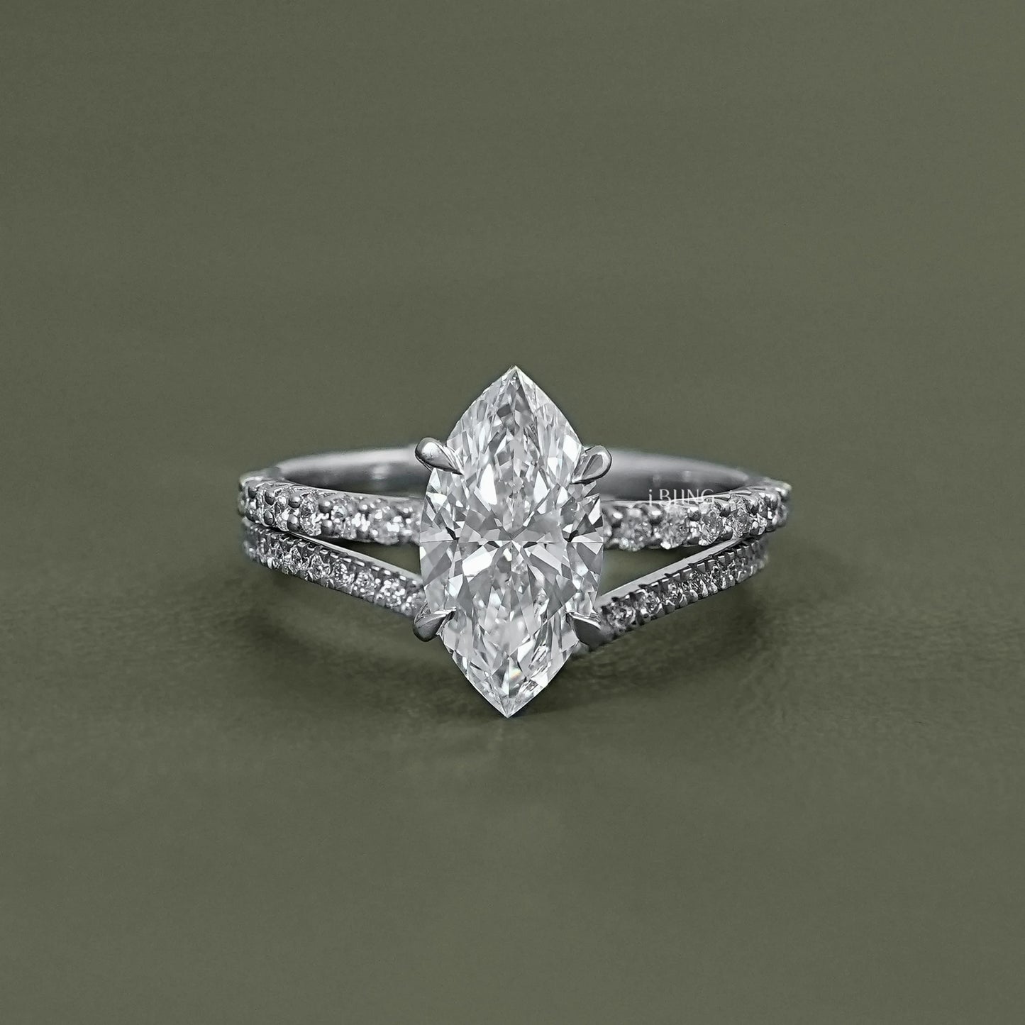 Marquise Cut Lab Diamond Accent Bridal Ring Sets Bridal Ring Set