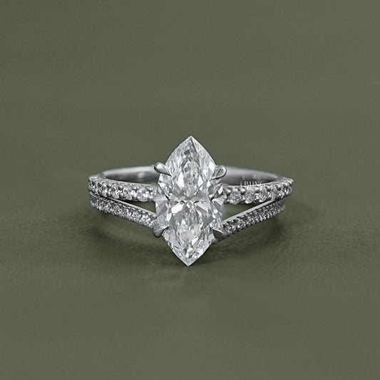 Marquise Cut Lab Diamond Accent Bridal Ring Sets