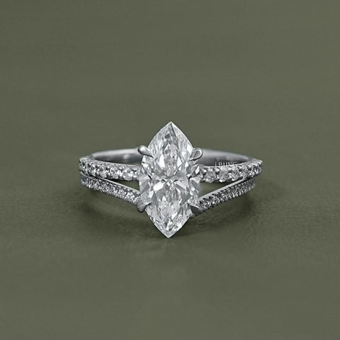 Marquise Cut Lab Diamond Accent Bridal Ring Sets