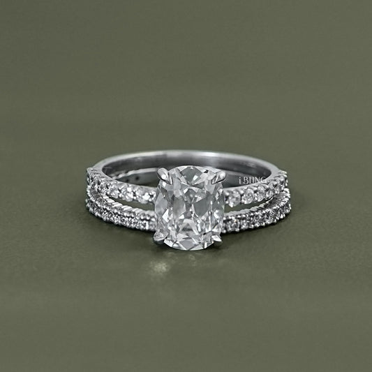 Old Mine Elongated Cushion Bridal Ring Sets