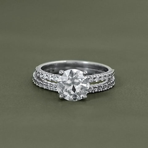 Old European Round Diamond Accent Set Wedding Ring