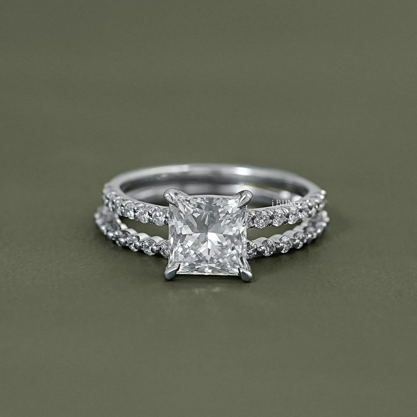 Princess Cut Lab Diamond Bridal Ring Set Bridal Ring Set