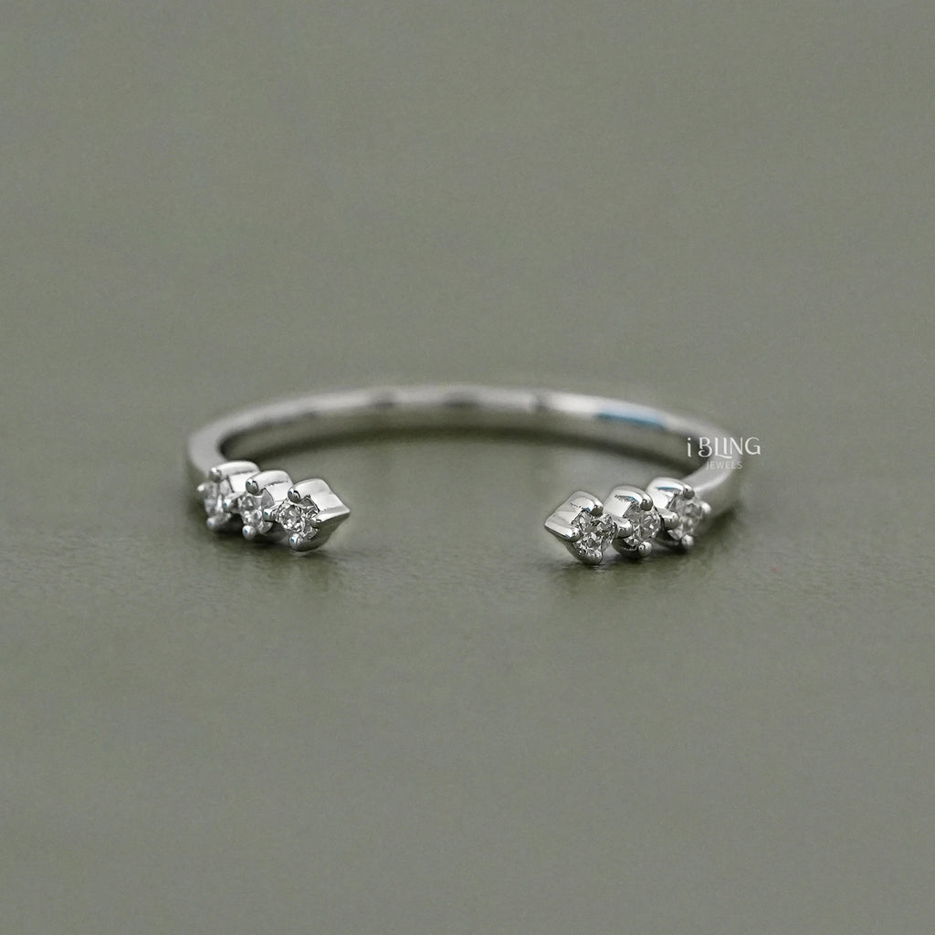 Round Diamond Open Cuff Wedding Ring