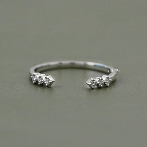 Round Diamond Open Cuff Wedding Ring