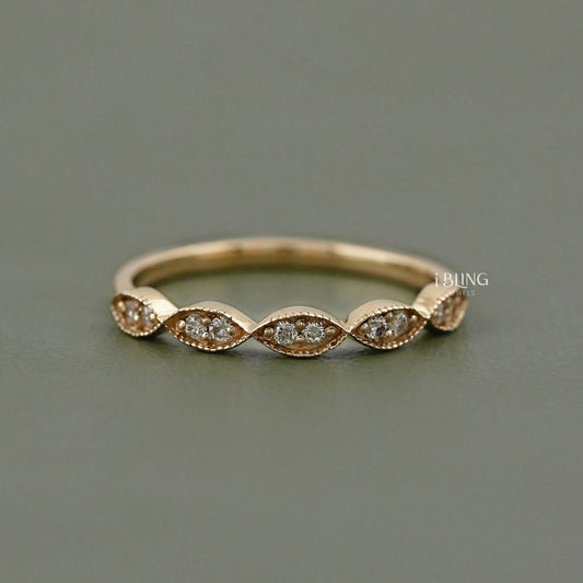 Round Diamond Milgrain Setting Wedding Ring