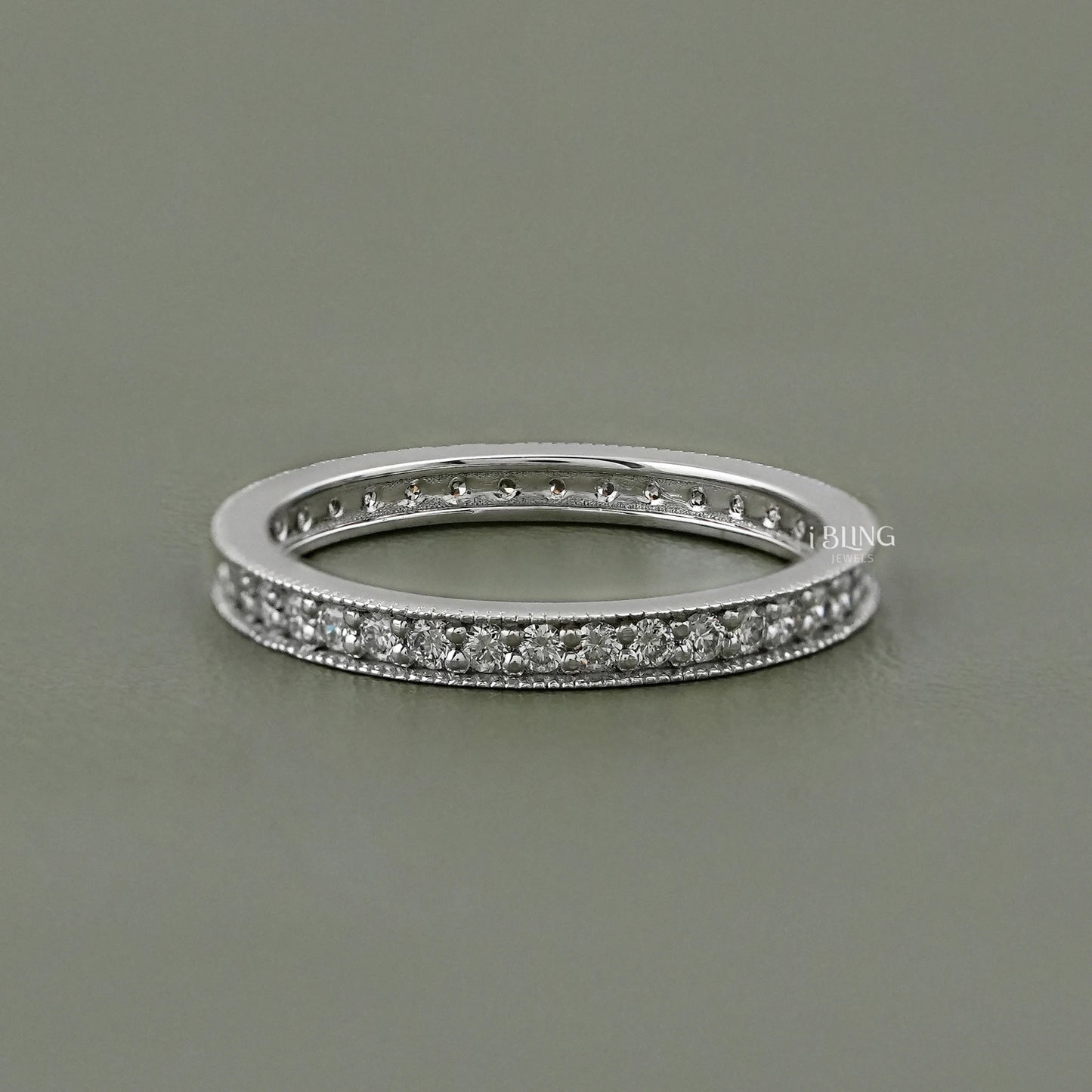 Round Diamond Pave Set Eternity Wedding Band Full Eternity