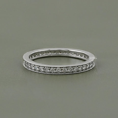 Round Diamond Pave Set Eternity Wedding Band