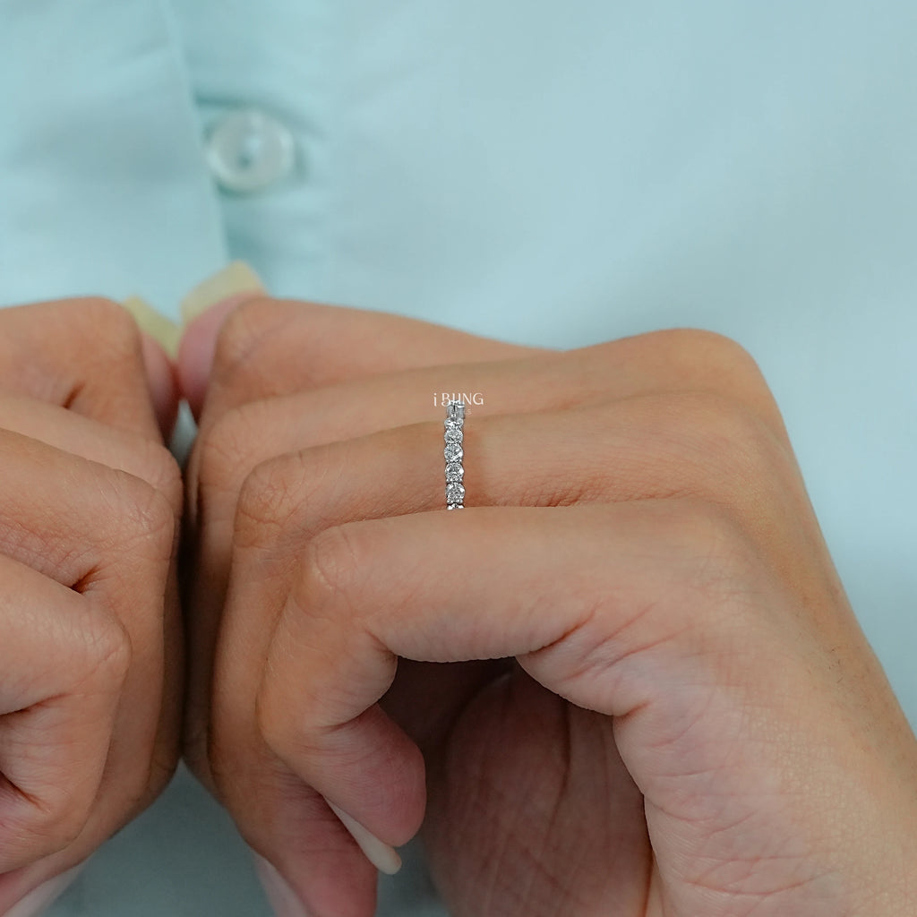 Round Cut Diamond Open Cuff Wedding Band