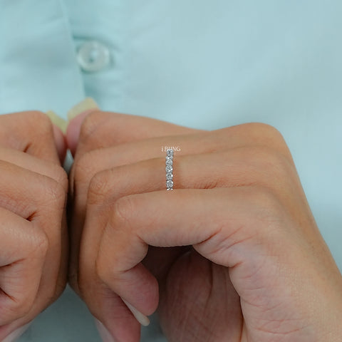 Round Cut Diamond Open Cuff Wedding Band