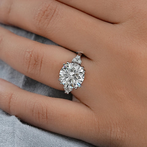 Round Cut Solitaire Accent Diamond Ring