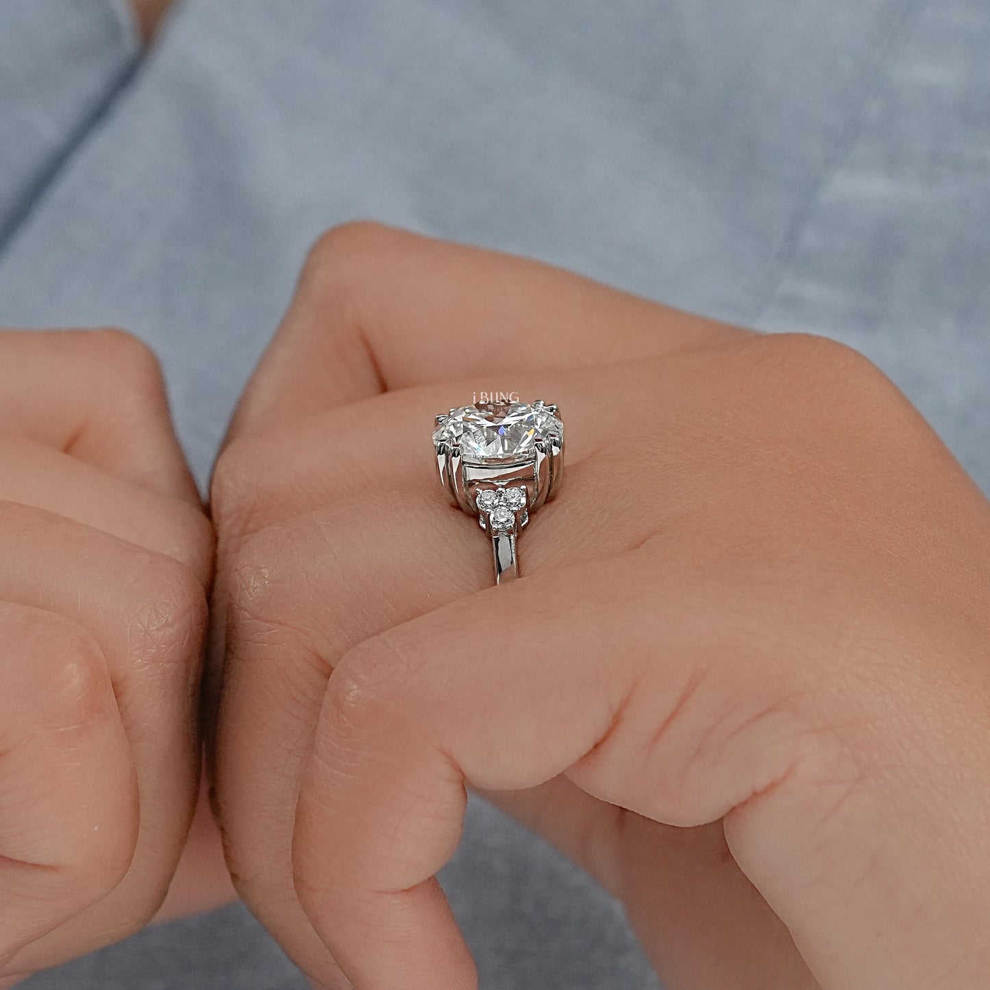 Round Cut Solitaire Accent Diamond Ring Solitaire Ring