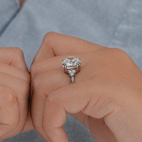 Round Cut Solitaire Accent Diamond Ring
