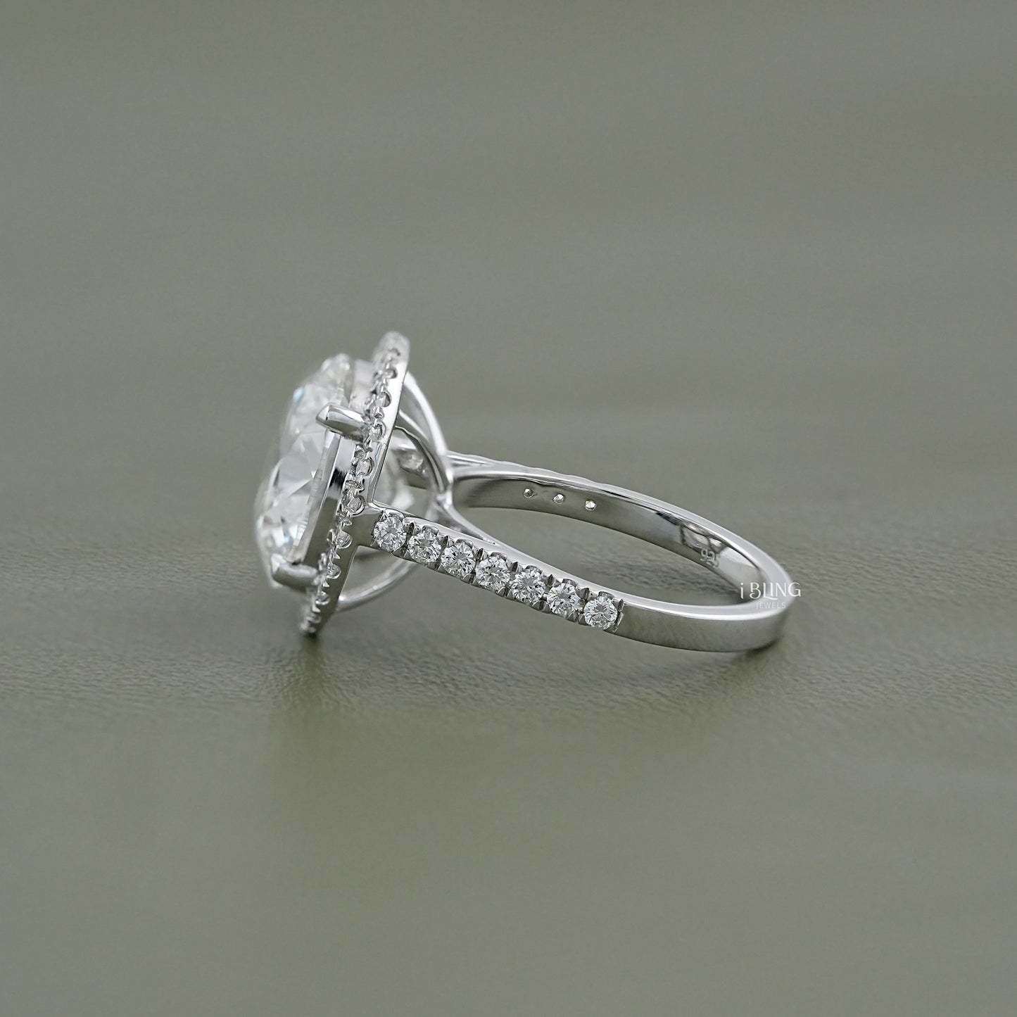 Round Cut Lab Diamond Halo Engagement Ring Halo Ring