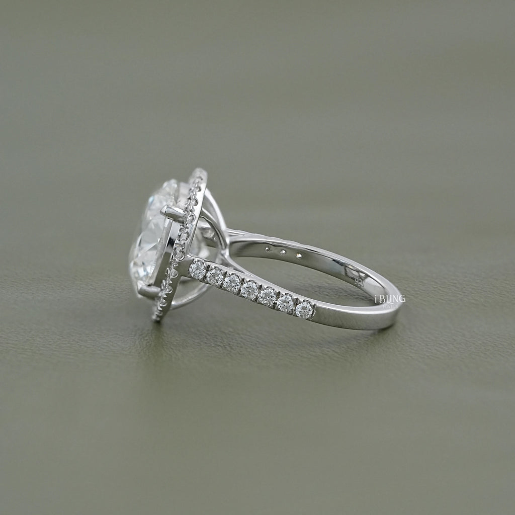 Round Cut Lab Diamond Halo Engagement Ring
