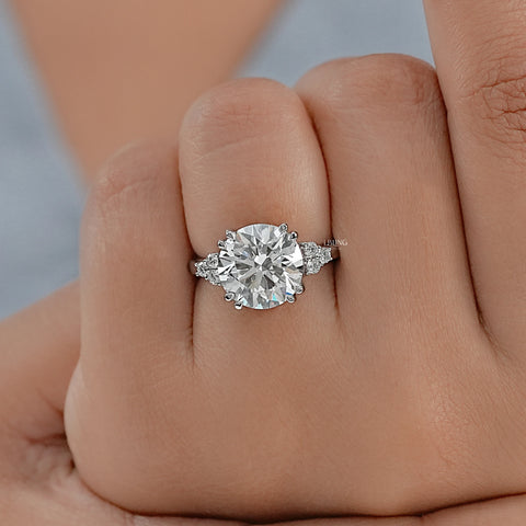 Round Cut Solitaire Accent Diamond Ring