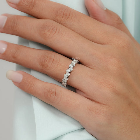 Pear Cut Lab Diamond Full Eternity Wedding Band