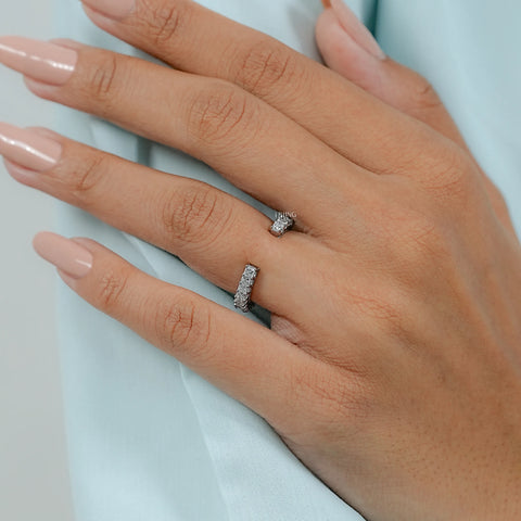Princess Cut Lab Diamond Open Cuff Wedding Band