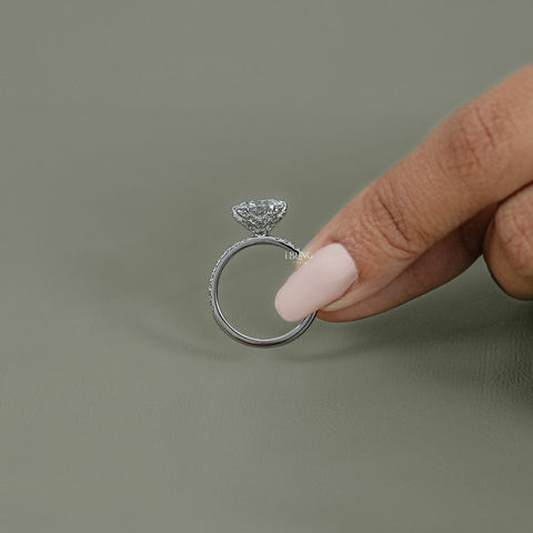 Round Cut Lab Diamond Hidden Halo Solitaire Ring