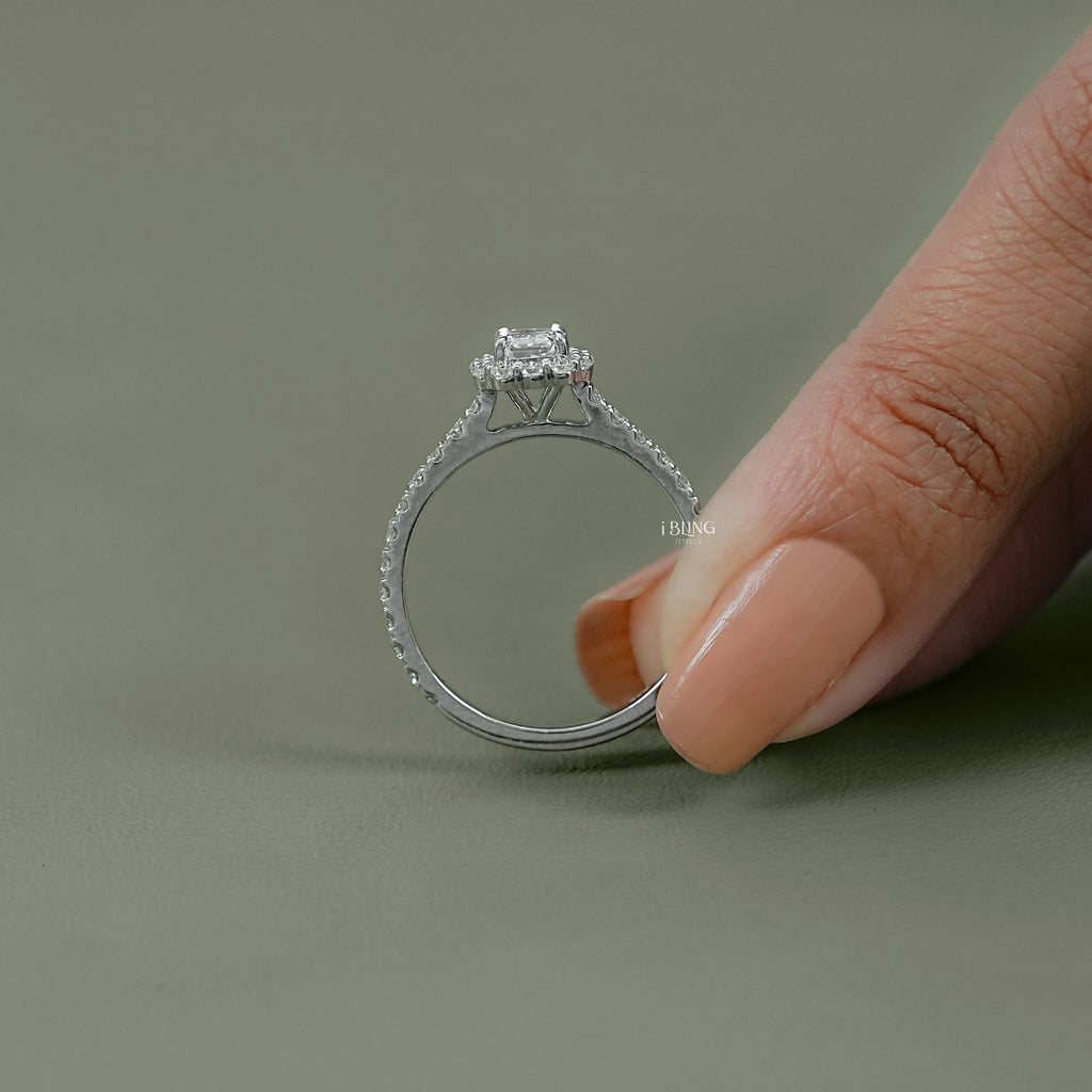 Radiant Cut Lab Diamond Halo Accent Ring