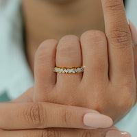 Multi Shape Lab Diamond Half Eternity Band