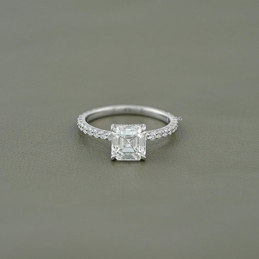 Asscher Cut Lab Grown Diamond Engagement-Ring