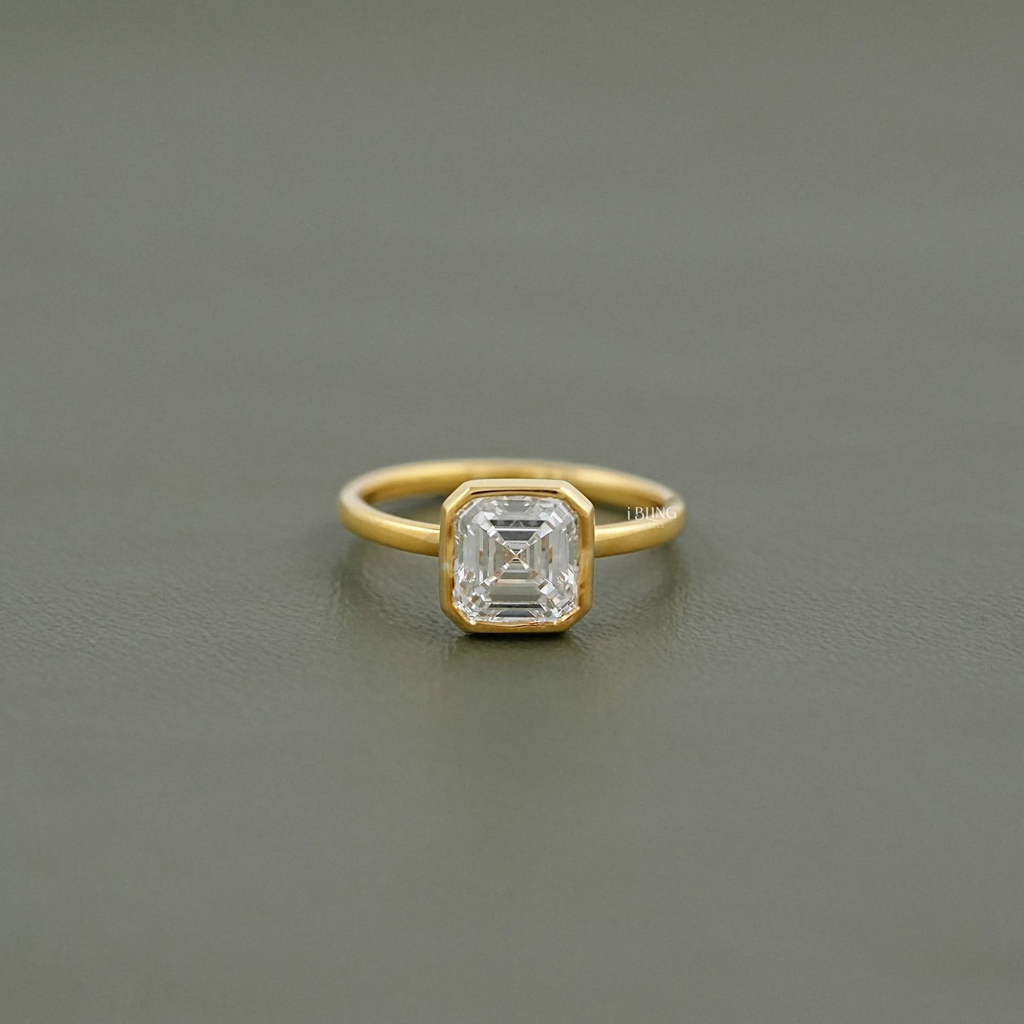 2 Carat Bezel Set Asscher Diamond Engagement Ring