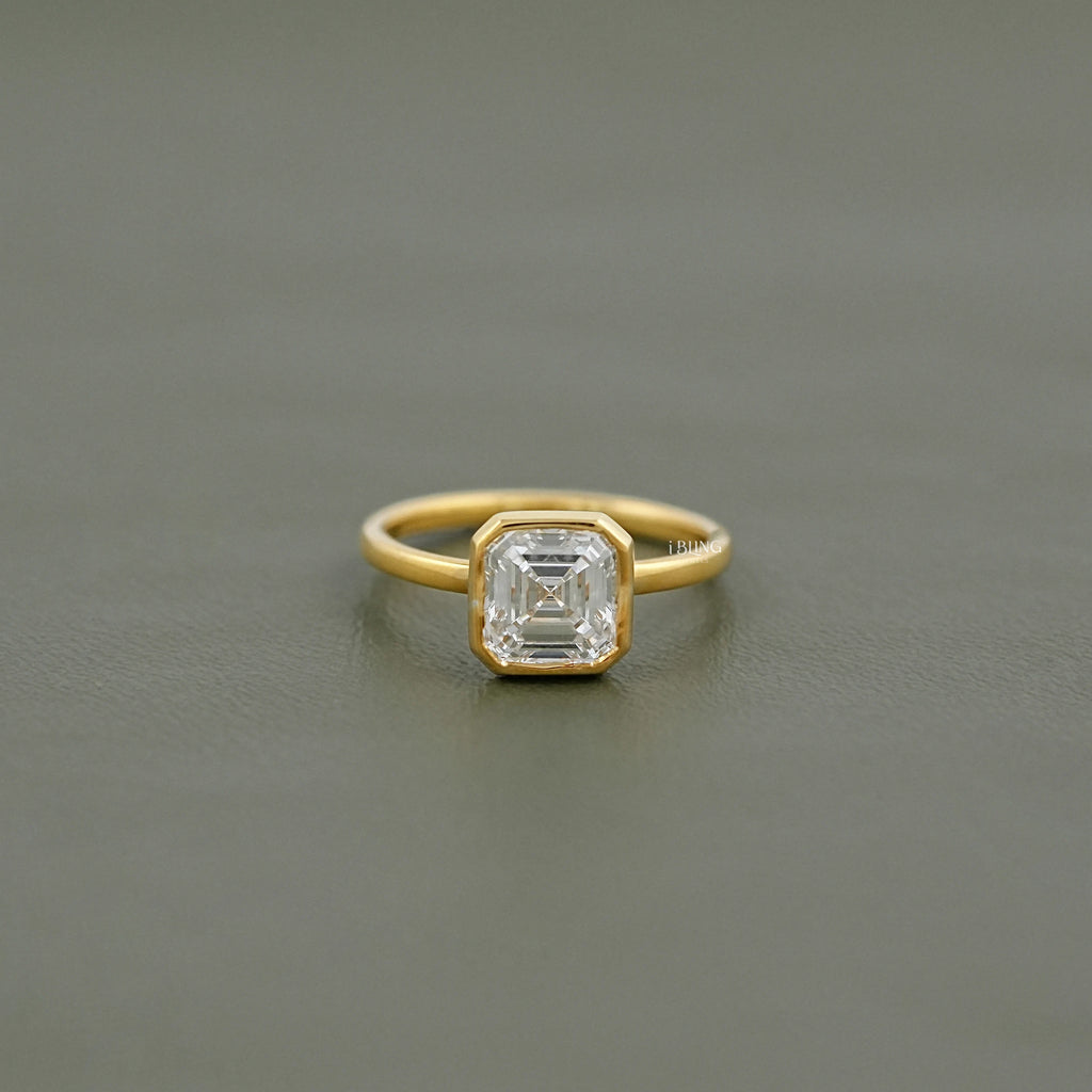 2 Carat Bezel Set Asscher Diamond Engagement Ring