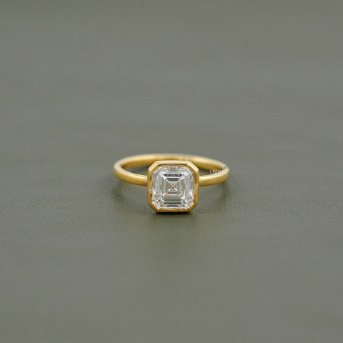 2 Carat Bezel Set Asscher Diamond Engagement Ring