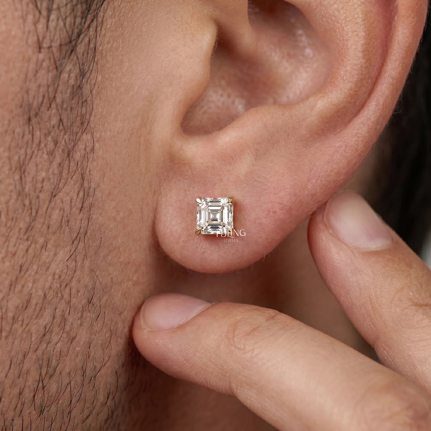 Asscher Cut Lab Grown Diamond Stud Earrings